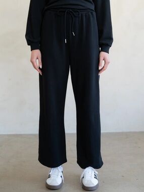 ELLE GREY - French Terry Drawstring Wide Leg Lounge Pant | Black Small NWT